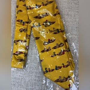 Renato Balestra vintage 100% silk neck tie made in Italy yellow with ducks